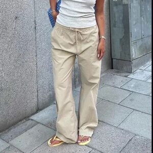 Djerf Avenue Sporty Pants Sand Beige Size M